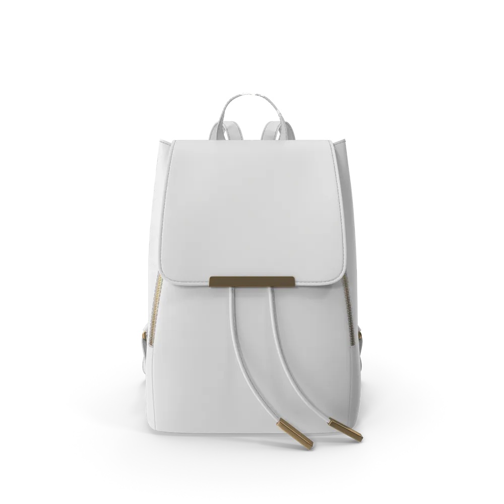 White Faux Leather Backpack